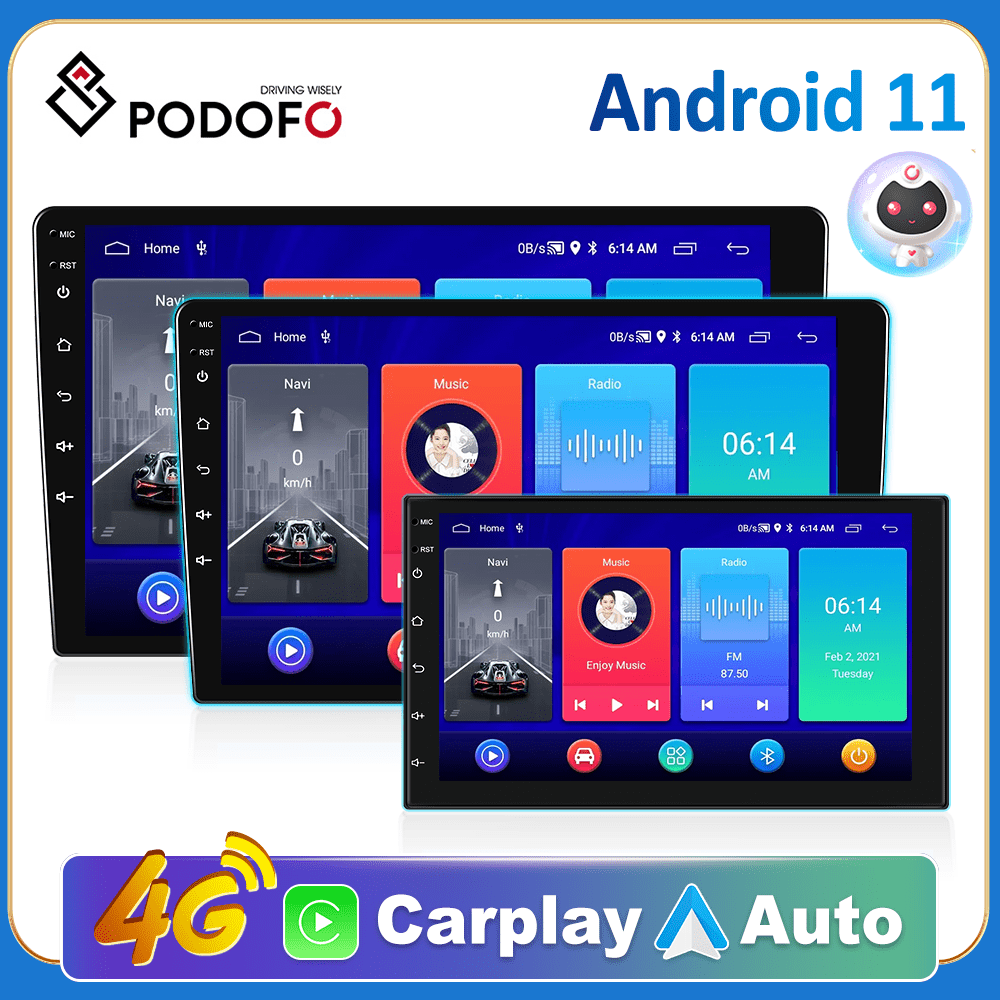 PODOFO Android 10.1 2+32G 7 Car Multimedia Player GPS 1 Din MP5